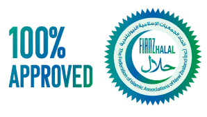 FIANZ Halal 100% approved badge